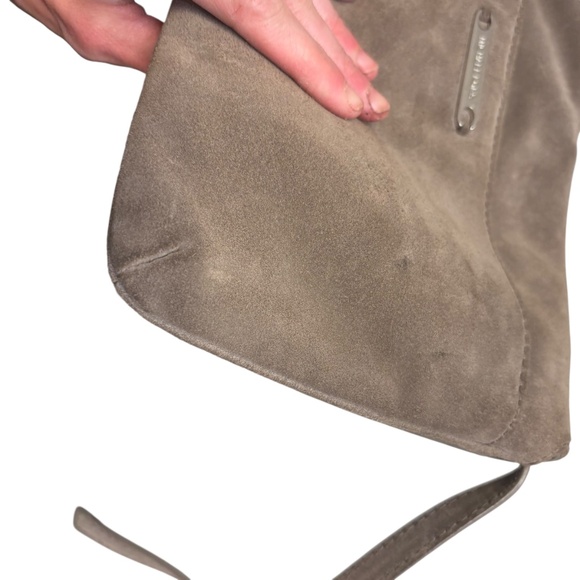 Michael Kors Collection gray/taupe small fringed suede shoulder bag - Picture 8 of 15